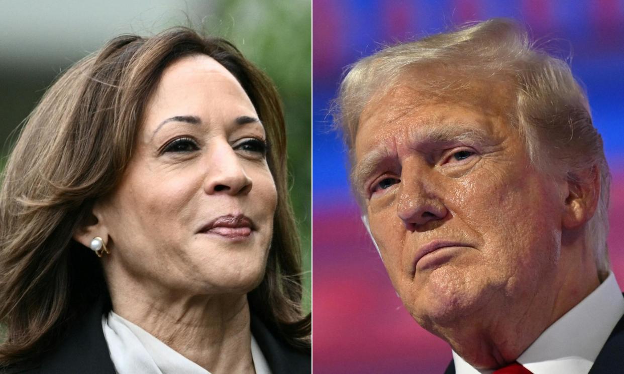 <span>Kamala Harris and Donald Trump.</span><span>Photograph: Brendan Smialowskipatrick T Fallon/AFP/Getty Images</span>