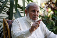 Hamas leader Mahmoud Al-Zahar gestures during an interview with Reuters, in Gaza City September 8, 2018. REUTERS/Mohammed Salem