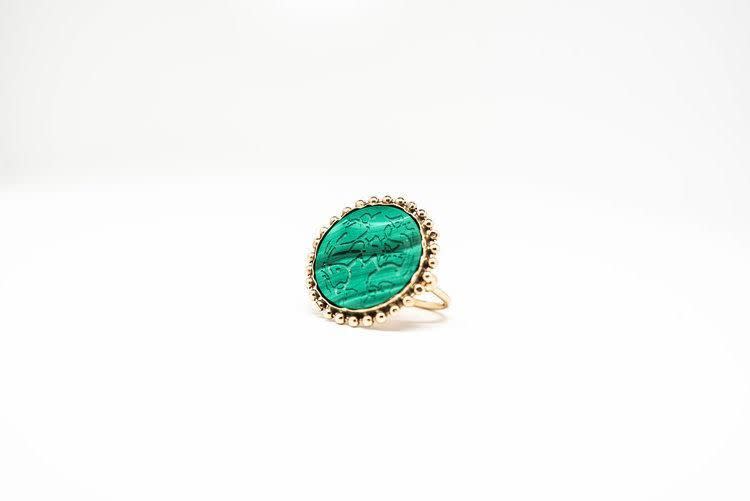 12) Phoenyx Rising Malachite Cameo Signet Ring