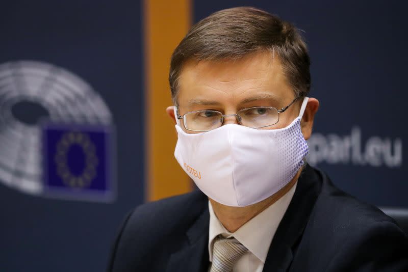 European Commission Vice President Dombrovskis attends his hearing, in Brussels