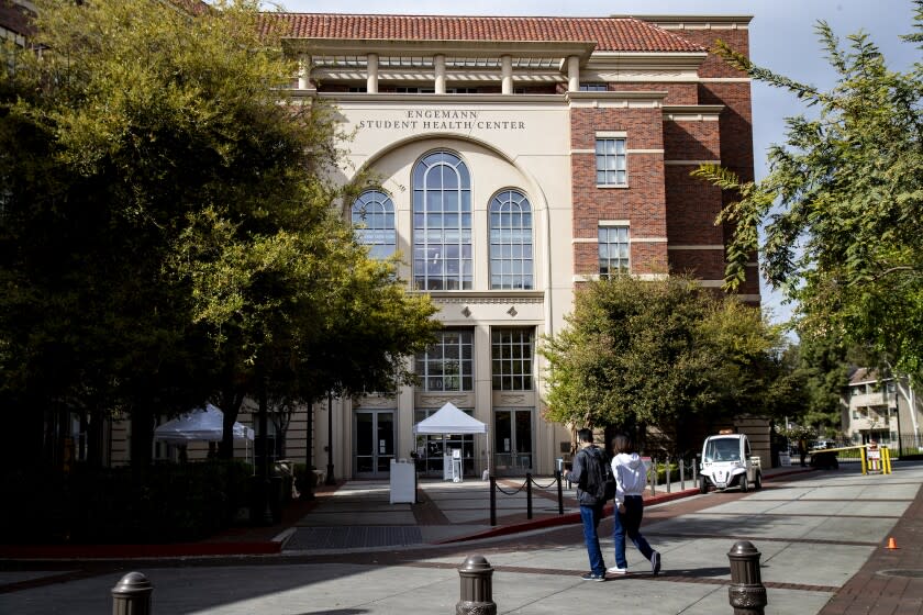 LOS ANGELES, CA - MARCH 25, 2021: USC will pay $1.1 billion to settle decades of sex abuse claims against gynecologist George Tyndall who worked for many years at the Engemann Student Health Center on March 25, 2021 in Los Angeles, California.(Gina Ferazzi / Los Angeles Times)