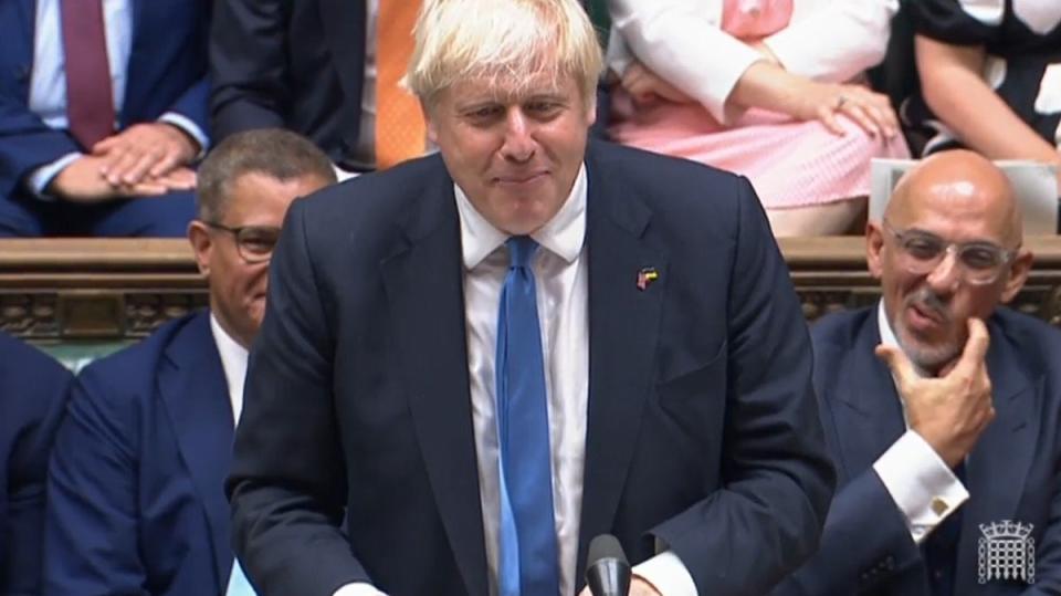 Prime Minister Boris Johnson speaks during Prime Minister’s Questions in the House of Commons (House of Commons/PA) (PA Wire)
