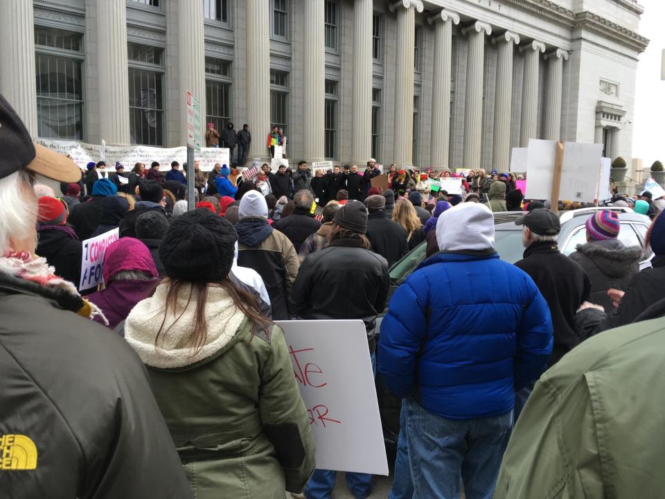 2000 protesters gathered in Dayton Ohio