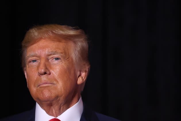 U.S. President Donald Trump speaks to supporters during a Farmers for Trump campaign event at the MidAmerica Center on July 7, 2023, in Council Bluffs, Iowa. The event was Trump&#39;s largest in Iowa since a visit to Davenport in March.