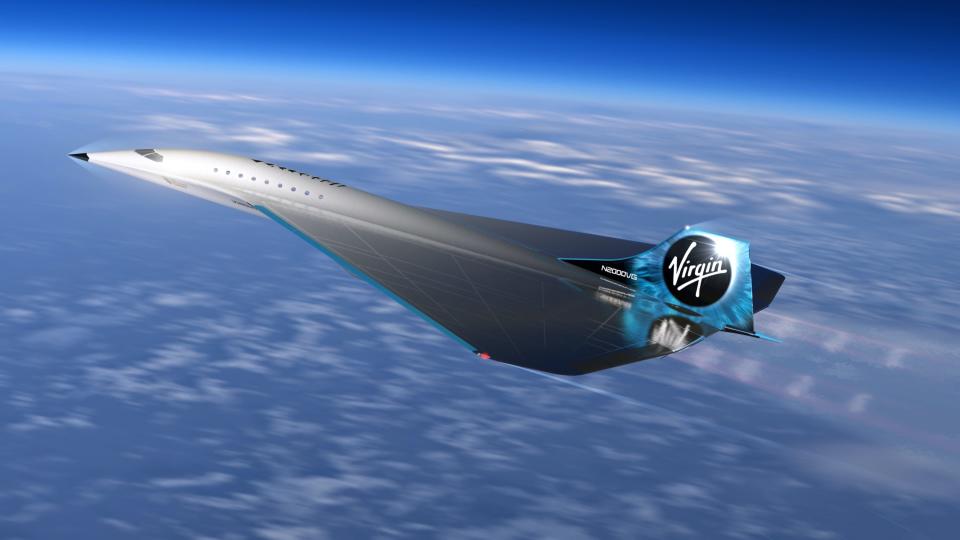 illustration virgin galactic supersonic mach 3 jet airplane high speed aircraft rolls royce 3