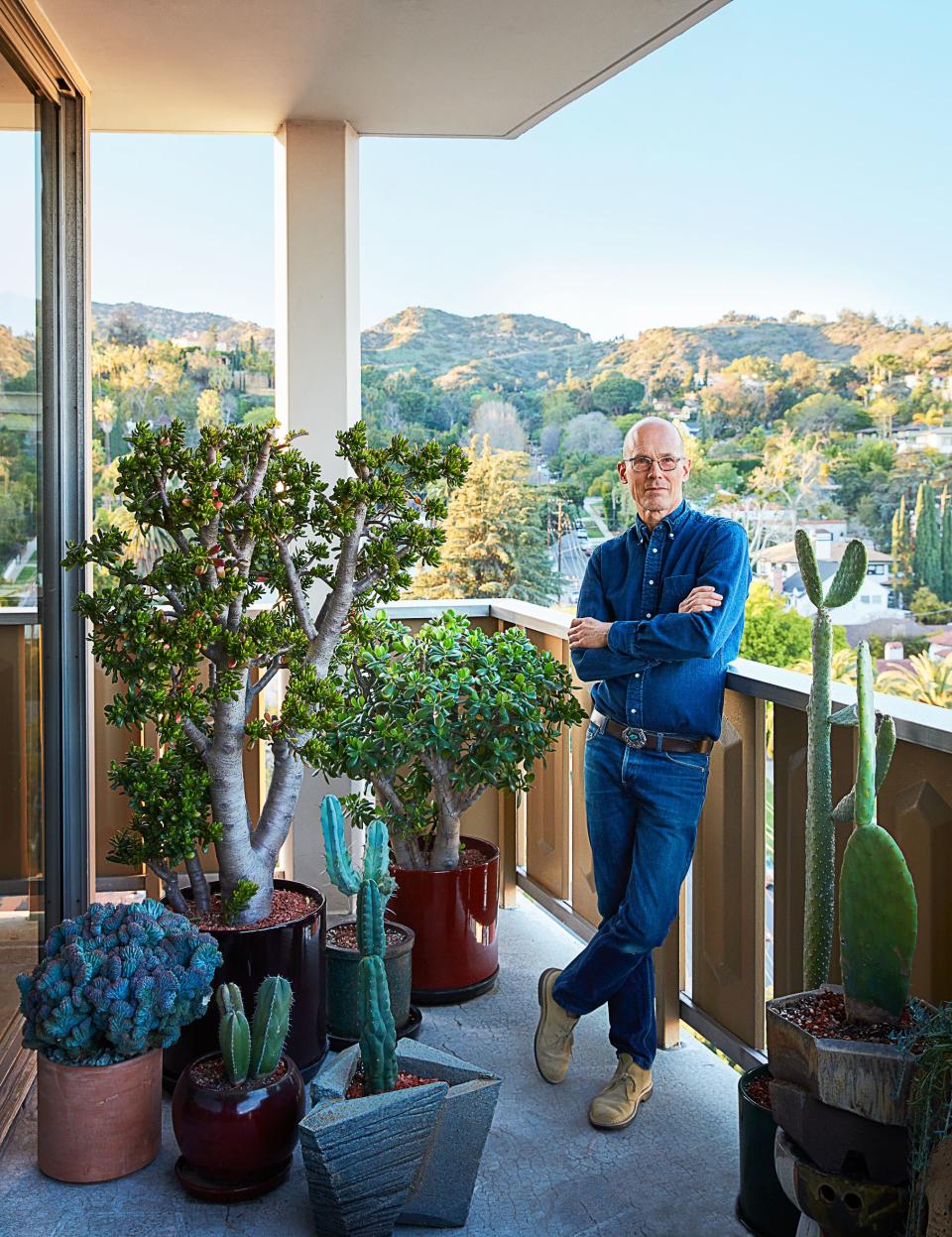 Johanknecht on the balcony of his Los Feliz apartment.