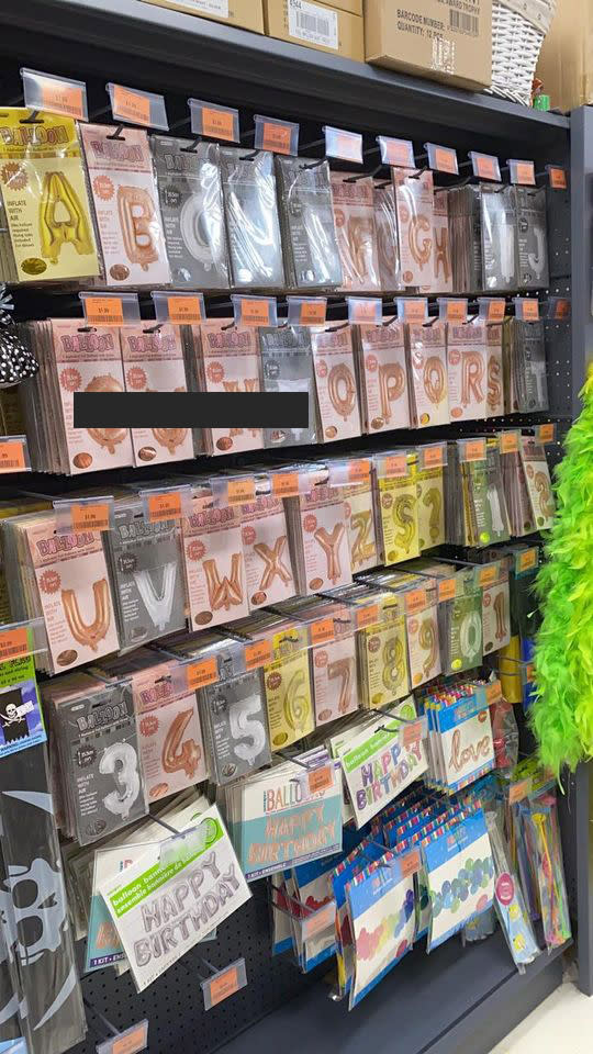 An unsuspecting shopper came across an X-rated post in the party section of a store.  Photo: Facebook.