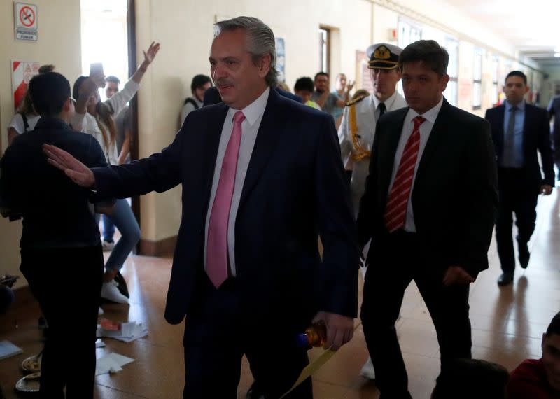 Argentina's President Alberto Fernandez arrives prior to take an exam at the University of Buenos Aires Law School after taking office this week, in Buenos Aires