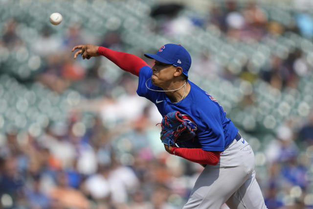 Yan Gomes' single breaks an 8th-inning tie as the wild card-contending Cubs  beat the Tigers 6-4