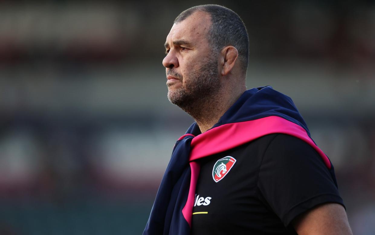 Michael Cheika, head coach of Leicester Tigers during the pre-season friendly match between Leicester Tigers and Nottingham at Mattioli Woods Welford Road Stadium on August 30, 2024