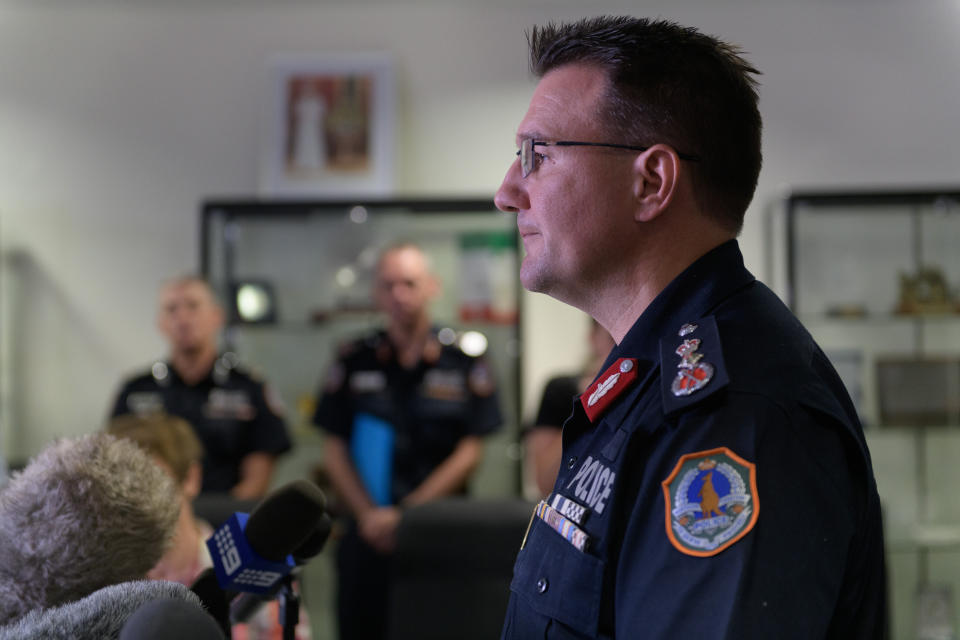 Police Commissioner Reece Kershaw addresses the media during a press conference in Darwin, Tuesday, June 4, 2019, following the shooting. Source: AAP