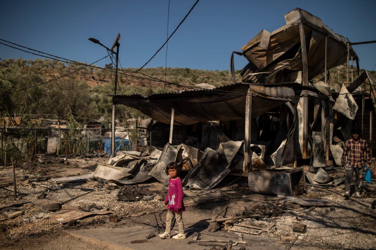 Le camp de Lesbos, le 9 septembre 2020. - ANGELOS TZORTZINIS / AFP