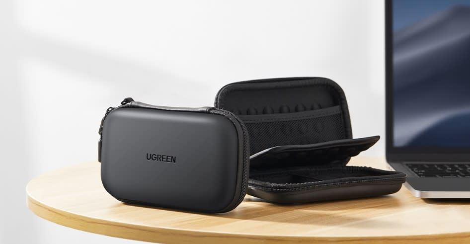 UGREEN Organizador Portátil, Bolsa para Accesorios Electrónicos con Doble Capa Acolchada EVA, Funda Estuche para Viajes, Compatible con Disco Duro Externo 2.5