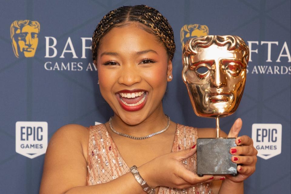 Laya DeLeon Hayes with her Bafta (Suzan Moore / PA Wire)