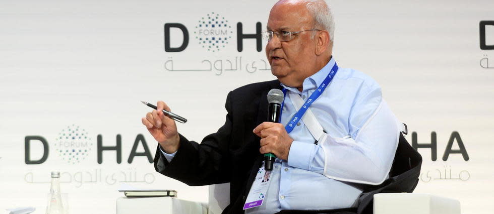 Saëb Erakat au forum de Doha en décembre 2019.
