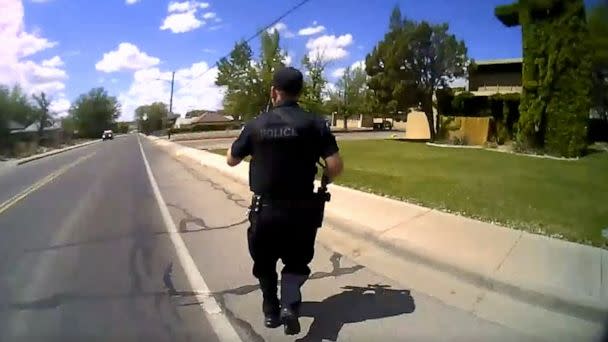 PHOTO: A still from body camera footage during the pursuit of an active shooter in Farmington, New Mexico, on May 15, 2023. (Farmington Police Department)