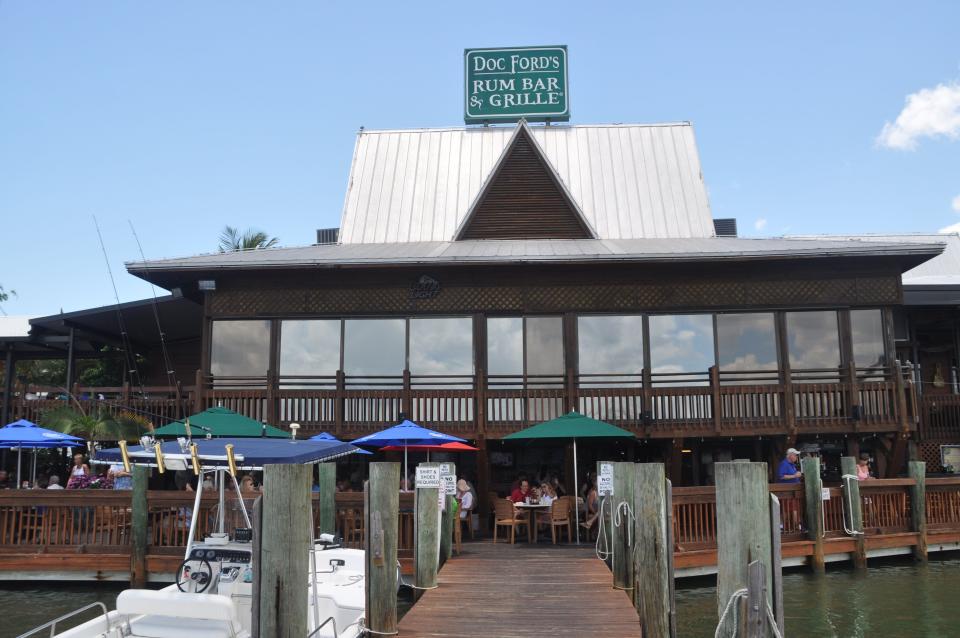 Boaters dock and dine at Doc Ford’s on Fort Myers Beach.