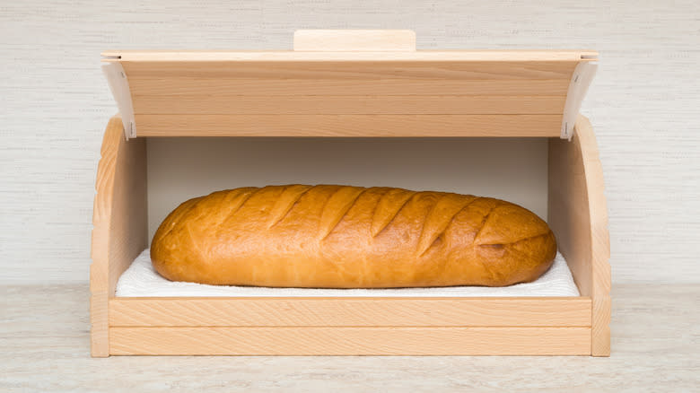 bread in wooden bread bin