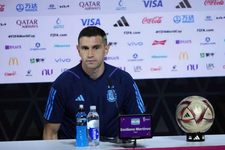 Conferencia de prensa de la Selección Argentina, previa a la final de mañana frente a Francia. Damian Emiliano Dibu Martínez. 17/12/22