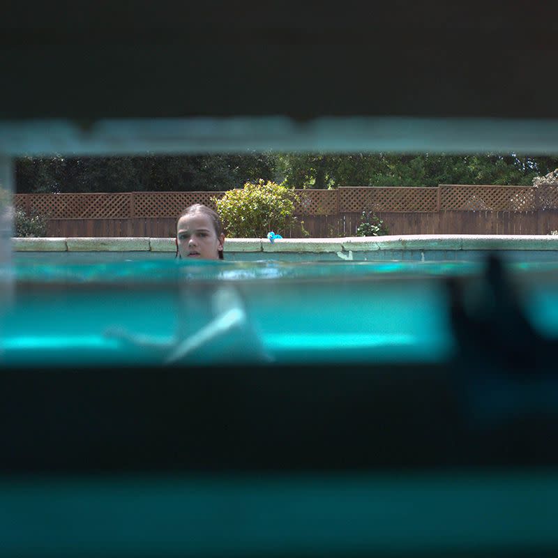 a person in a pool