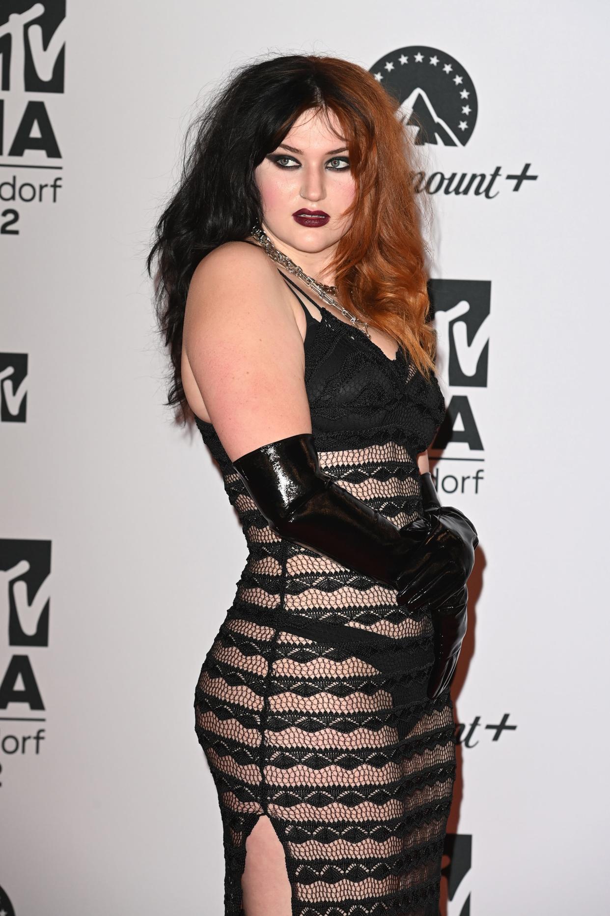 Taylor Gayle Rutherfurd aka Gayle attends the red carpet during the MTV Europe Music Awards 2022 held at PSD Bank Dome on November 13, 2022.