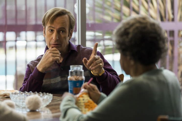 Jimmy McGill conferring with a client