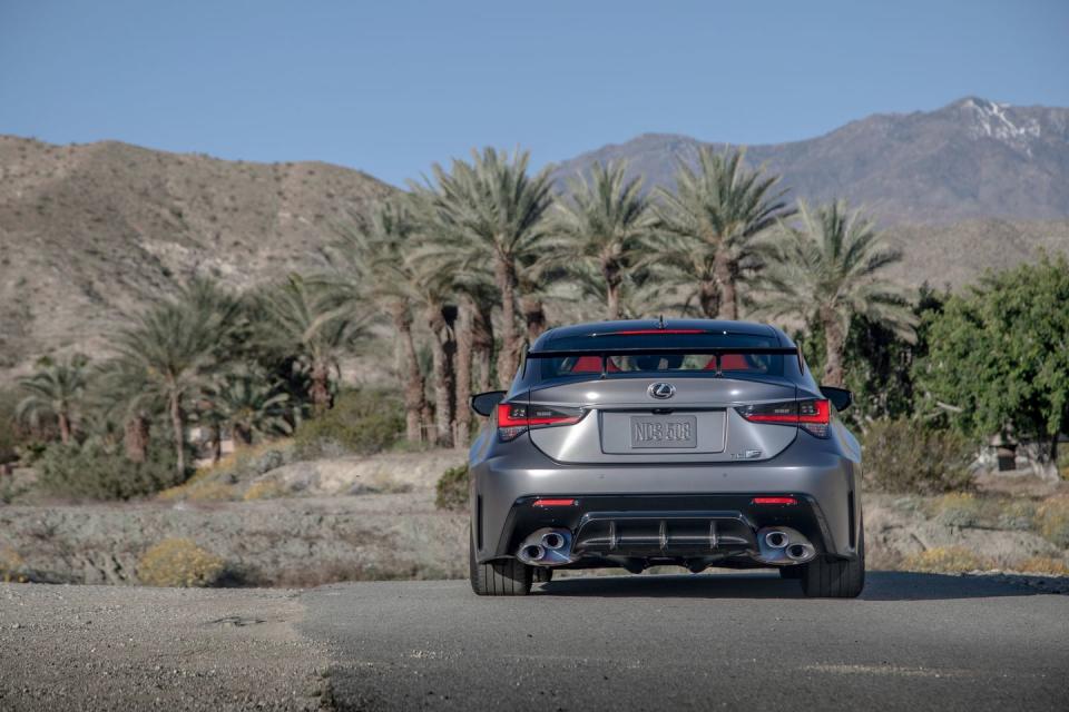 <p>Track Edition models get a carbon-fiber hood, roof, and a rear wing that Lexus claims will yield 58 pounds of downforce at 168 mph.</p>