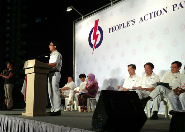 Member of Parliament Faishal Ibrahim at the People's Action Party rally on 18 January 2013. (Yahoo! photo)