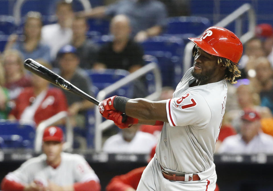 There’s reason to believe Odubel Herrera’s breakout with the Philadelphia Phillies is for real. (AP Photo/Wilfredo Lee)