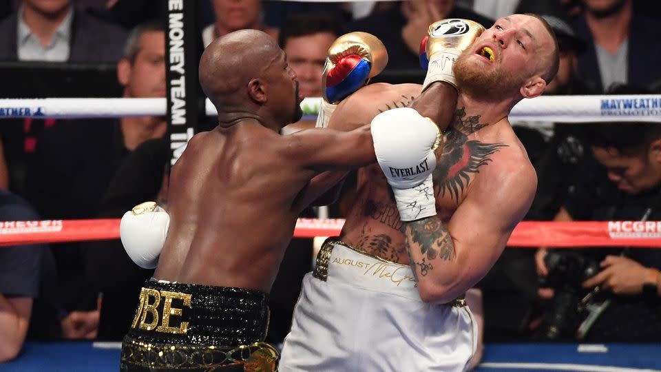 Mayweather pounced once McGregor began to tire. Pic: Getty