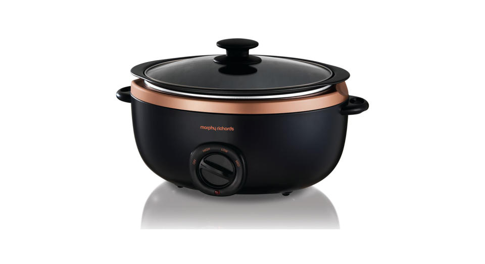 Morphy Richards' slow cooker has a dishwasher-friendly pot so keeping it clean will be easy