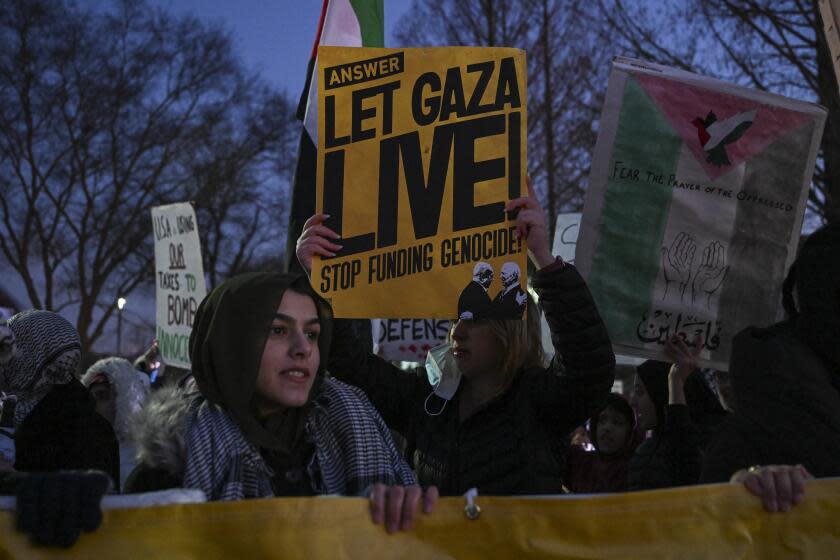 MARYLAND, UNITED STATES - FEBRUARY 5: Dozens of protesters gather in front of the George Howard Building Howard County Government before the immediate ceasefire vote in Maryland, United States on February 5, 2024. (Photo by Celal Gunes/Anadolu via Getty Images)