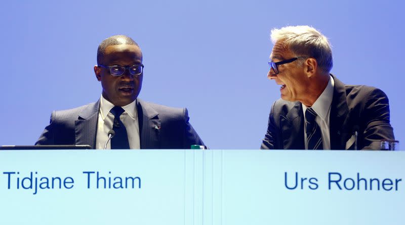 FILE PHOTO: CEO Thiam and Chairman Rohner of Swiss bank Credit Suisse attend annual shareholder meeting in Zurich