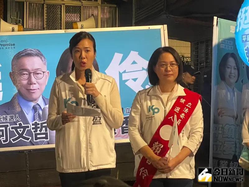 ▲對於許顯榮說她這次參選並未徵詢家族意見，她當場反問媒體，「你當記者有問過爸媽嗎？」並質疑提問的記者是「在剝削女權嗎？」（圖／記者李春台攝，2023.11.29）