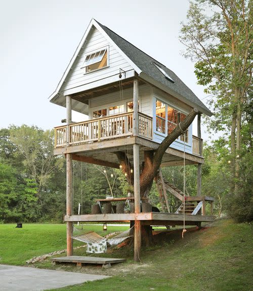 <p>This is clearly not your average treehouse. A part of <span class="redactor-unlink">Camp Wandaweg</span>a, the three-story tiny house includes multiple swings and and a library, along with other cool surprises.</p><p><a class="link " href="https://www.airbnb.com/rooms/2483694" rel="nofollow noopener" target="_blank" data-ylk="slk:BOOK NOW;elm:context_link;itc:0;sec:content-canvas">BOOK NOW</a> <strong><em>Camp Wandawega Cabins</em></strong><br></p>