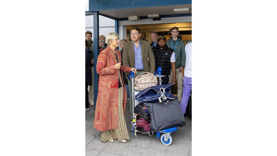 Dutch Princess Laurentien and Prince Constantijn arriving at the Alesund airport in Norway for the upcoming wedding of Norwegian Princess Martha Louise and American Shaman Durek and welcome party at Hotel 1904 in Aalesund. Princess Laurentien and Prince Constantijn arriving at the Alesund airport in Norway 