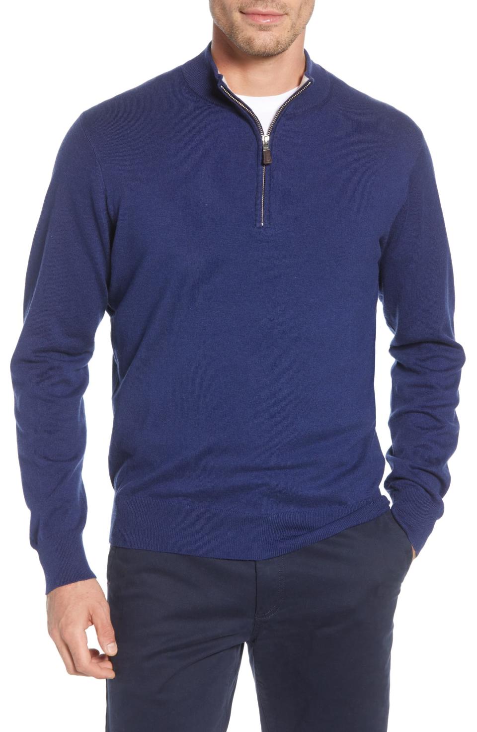 Peter Millar Crown Quarter Zip Pullover Sweater. Image via Nordstrom.