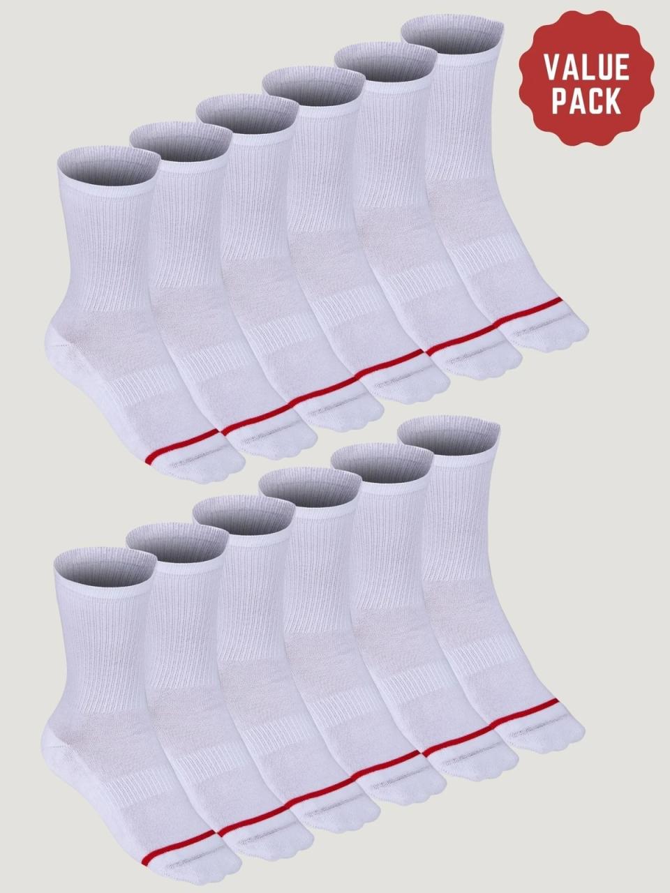 All White 12-Pack Crew Socks