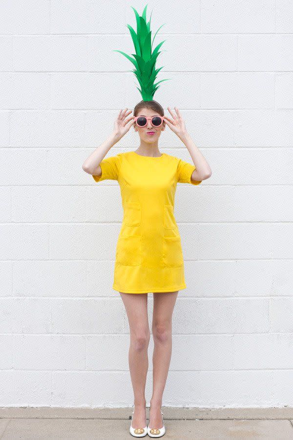 <p>Who knew a pineapple costume would be so easy to craft? This one comes together in just minutes.</p><p><strong>Get the tutorial at <a href="https://studiodiy.com/2013/10/28/diy-pineapple-costume/" rel="nofollow noopener" target="_blank" data-ylk="slk:Studio DIY;elm:context_link;itc:0;sec:content-canvas" class="link ">Studio DIY</a>.</strong></p><p><a class="link " href="https://www.amazon.com/TOPONSKY-Womens-Casual-Halloween-T-Shirt/dp/B06Y1SZ63T/ref=sr_1_2_sspa?tag=syn-yahoo-20&ascsubtag=%5Bartid%7C10050.g.23785711%5Bsrc%7Cyahoo-us" rel="nofollow noopener" target="_blank" data-ylk="slk:SHOP YELLOW DRESSES;elm:context_link;itc:0;sec:content-canvas">SHOP YELLOW DRESSES</a></p>