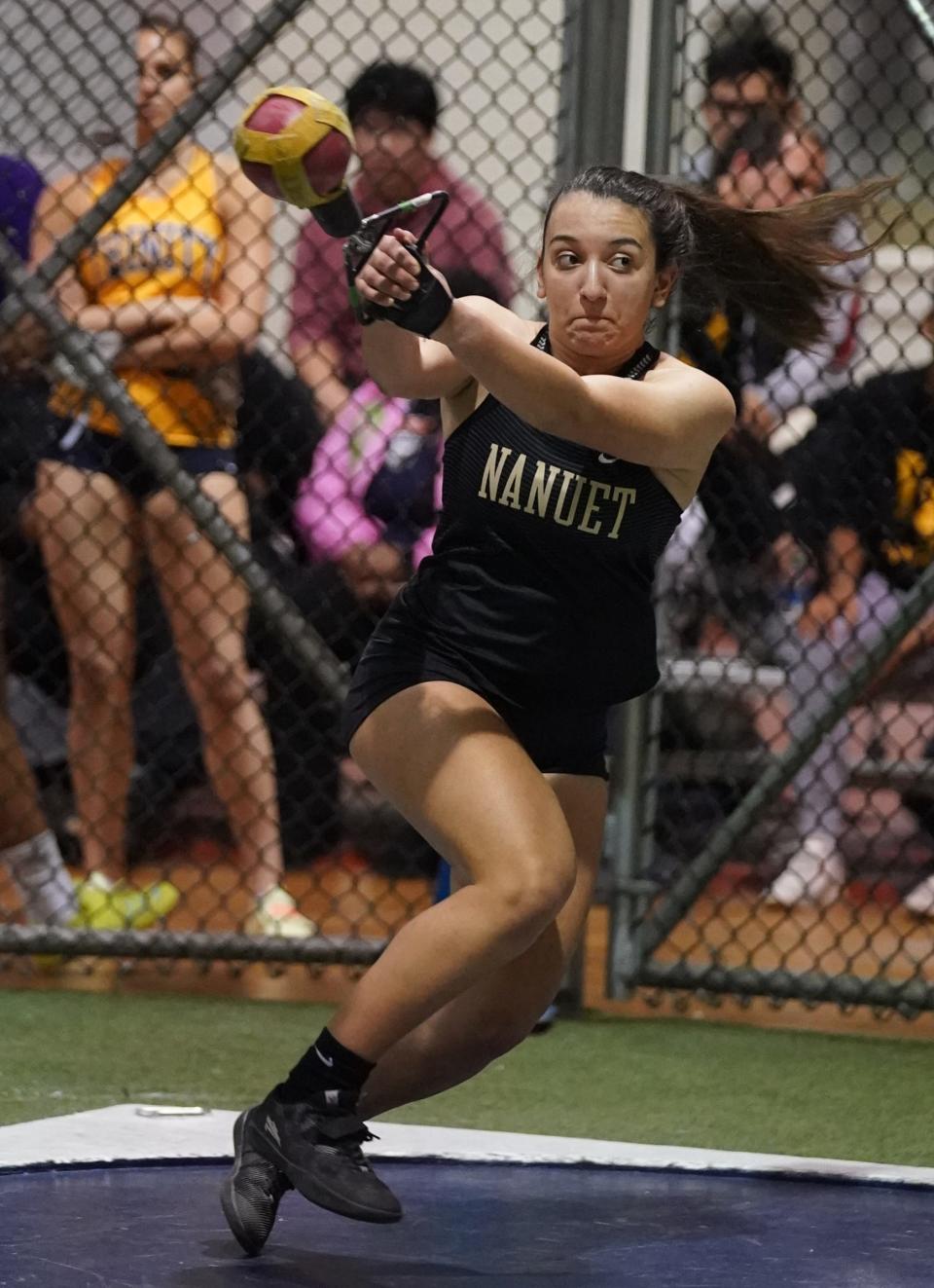 Nanuet's Gabriella Vizcarrondo competes in the weight throw at the Millrose Trials at The Armory in New York on Wednesday, January 11, 2023.