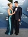 <p>Johansson and her fiancé attended the 2020 SAG awards, which took place at the Shrine Auditorium in Los Angeles. </p><p>At the time, Johansson was nominated for 'Outstanding Performance by a Female Actor in a Leading Role' for Marriage Story and 'Outstanding Performance by a Female Actor in a Supporting Role' for Jojo Rabbit.</p><p>Johansson wore a teal Armani Privé silk gown with crystal straps on the night. </p>