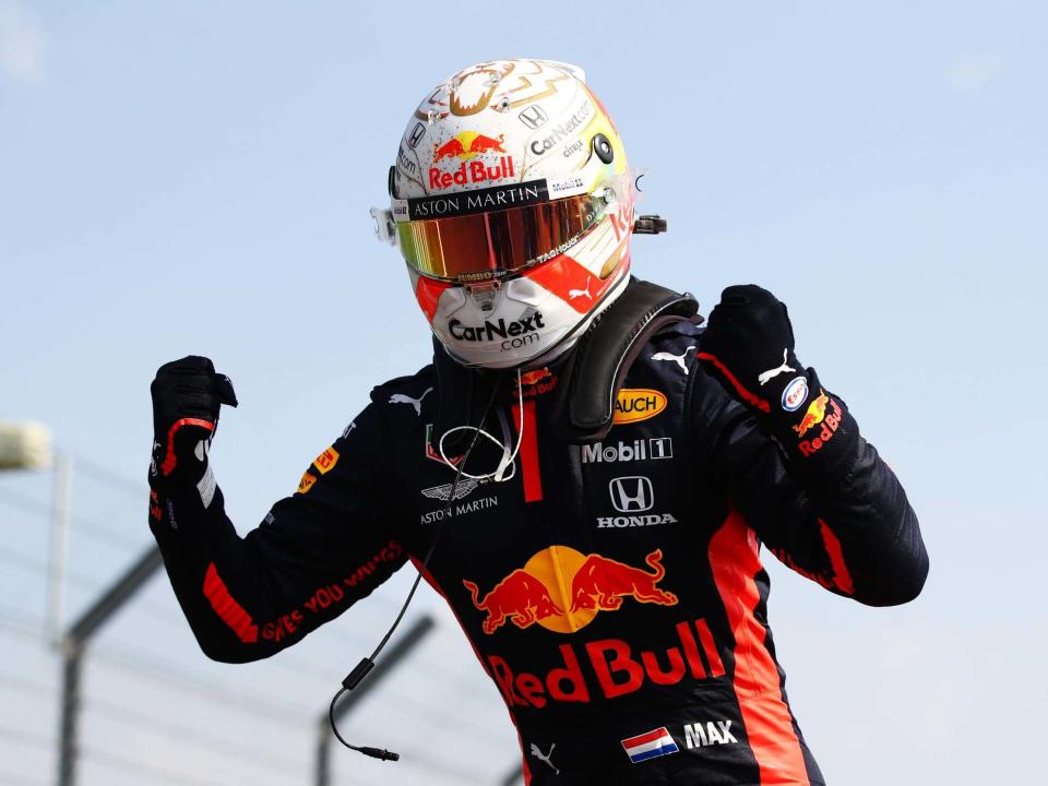 Max Verstappen celebrates winning F1's 70th Anniversary Grand Prix: Getty