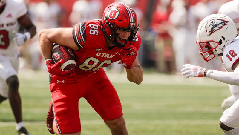 Utah tight end Dalton Kincaid (86) is a projected first-round pick in the 2023 NFL draft.