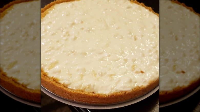 Close-up of cream cheese pineapple pie