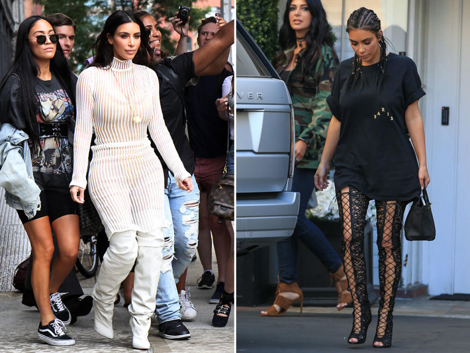 Kim Kardashian liebt Overknee-Stiefel – in allen Varianten. (Bild: AP/Getty Images)