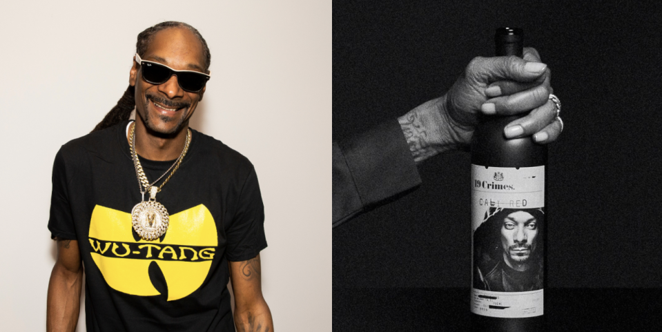 <p>Although he's known for his loyalty to gin and juice, Snoop Dogg teamed up with 19 Crimes wine to create his very own Cali Red blend. It's the brands first California wine and features 65 percent Petite Syrah, 30 percent Zinfandel, and 5 percent Merlot.</p><p><a class="link " href="https://go.redirectingat.com?id=74968X1596630&url=https%3A%2F%2Fdrizly.com%2Fwine%2Fred-wine%2Fred-blend%2F19-crimes-cali-red-snoop-dogg%2Fp107936&sref=https%3A%2F%2Fwww.redbookmag.com%2Ffood-recipes%2Fg34171716%2Fcelebrity-alcohol-brands%2F" rel="nofollow noopener" target="_blank" data-ylk="slk:BUY NOW;elm:context_link;itc:0;sec:content-canvas">BUY NOW</a> <em><strong>$12.99, drizly.com</strong></em></p>