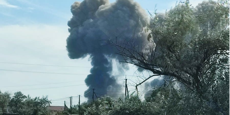 Black smoke over Novofedorivka airfield, August 9