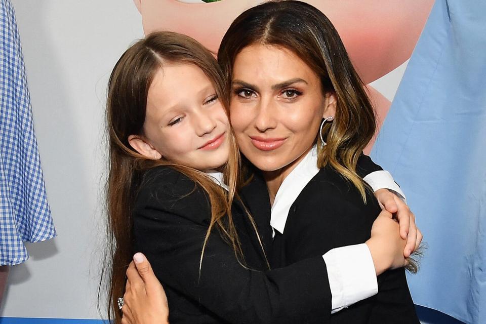 Hilaria Baldwin (R) and daughter Carmen Gabriela Baldwin attend DreamWorks Animation's "The Boss Baby: Family Business" premiere at SVA Theatre on June 22, 2021 in New York City. (Photo by Angela Weiss / AFP) (Photo by ANGELA WEISS/AFP via Getty Images)