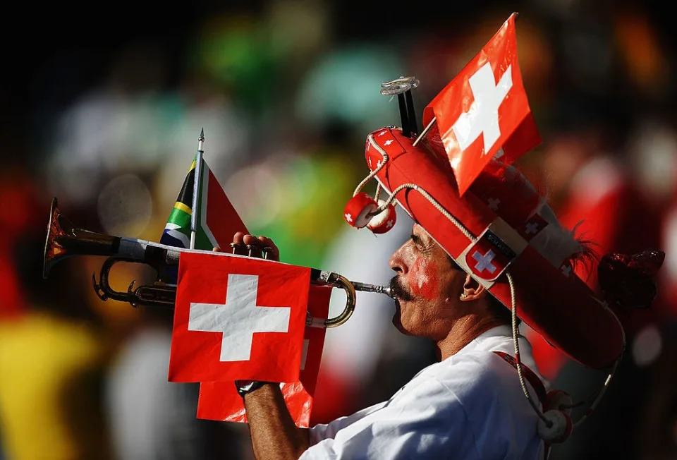 Swiss Switzerland flag fan trumpet