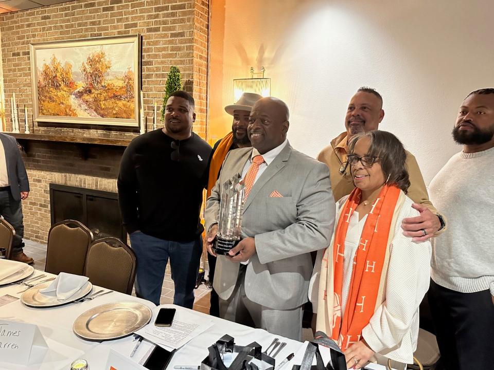 Former Tennessee running back Johnnie Jones receives the Legends of Tennessee Lifetime Achievement Award at Bearden Banquet Hall on Feb. 23.